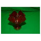 ORANGE ART GLASS COMPOTE