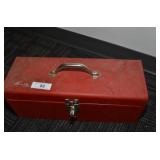 VINTAGE HANDHELD TOOL BOX WITH TOOLS