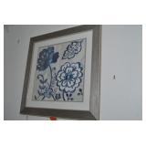 HAND EMROIDERED FLOWERS IN RUSTIC FRAME