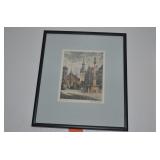 FRAMED COLORED PRINT, SIGNED