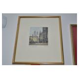 FRAMED COLORED PRINT, SIGNED