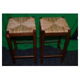 PAIR OF RUSH WOVEN STOOLS