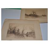 2 ORIGINAL BLOCK PRINTS OF ENGRAVINGS