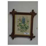 ADIRONDACK FRAME WITH ANTIQUE PRINT