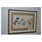 FRAMED ARTWORK OF FLOWERS AND BUTTERFLIES