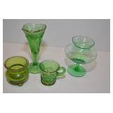 ASSORTED ANTIQUE GREEN GLASS
