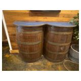 Half wine barrel table