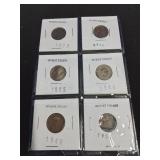 Group of 6 wheat pennies 1920  1950