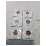 Group of 6 Indian Head cent
