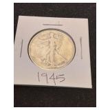 Nineteen forty five silver half dollar