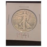 Nineteen forty one silver half dollar