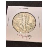 Nineteen forty five silver half dollar