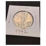 Nineteen forty two silver half dollar