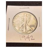 Nineteen forty two silver half dollar