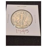 Nineteen forty five silver half dollar
