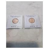 Group of two brilliant , uncirculated old wheat