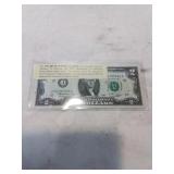 Nineteen seventy six by centennial two dollar note