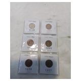 Group of six wheat pennies