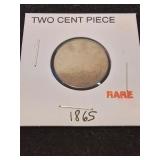 Rare eighteen sixty 5 2 cent peace