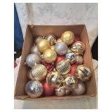 Group of colorful christmas tree ornaments