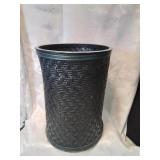 Small black plastic weave garbage can