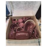 Box of reddish color estate dishes