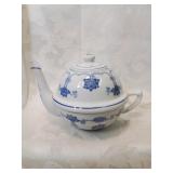 Blue and white ceramic teapot