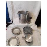 Camping miners bucket with other containers