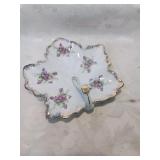 Porcelain leaf dish with hand painted