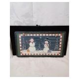Snowman scene painted on slate