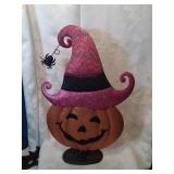 Metal pumpkin decoration eighteen inches tall