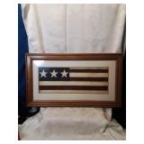 Framed flag art ten by twenty inches