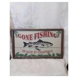 Gone fishing wall sign