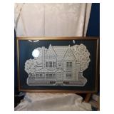 Frame.D lace in the shape of a house