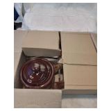 Set the four new soup crocks with lids