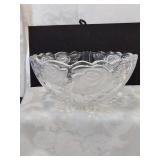 Beautiful eight inch pattern glass bowl with roses