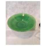 Green glass fruit bowl