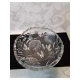 Beautiful crystal bowl with leaves and flowers