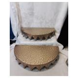 Pair of metal crown wallshelves
