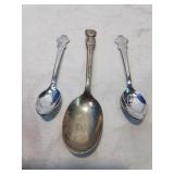 2 Rolex spoons and a  Dennis the menace spoon