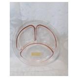 Pink depression , glass , three section plate