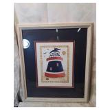 Framed lighthouse print fourteen by seventeen