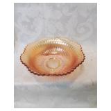 Marig.\nOld carnival glass saw tooth edge bowl