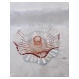Pink glass taper candle holder