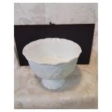 Milk glass pedestal open compote