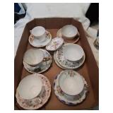 Flat of fancy cups and saucers