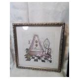 Framed bathroom print twelve by twelve inches