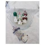 Pattern glass bowl with four bubble lights