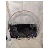 Large heavy glass platter thirteen inches with