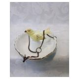 Vintage hanging ceramic bird feeder